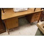 A modern teak double pedestal desk (provenance: owned and used by Philip Mackie,