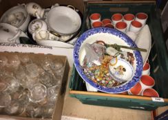 Three boxes of sundry and decorative Victorian and later china wares together with two boxes of