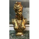 A modern gilt bust of Marie Antoinette