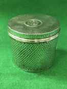 An Edwardian silver and beaten cylindrical box with monogram "JAC" to lid (by Arthur and John