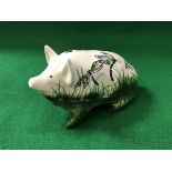A Griselda Hill pottery model pig decorated with dragonflies,