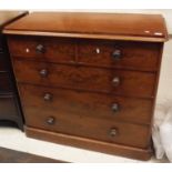 A Victorian mahogany chest of two short over three long drawers,