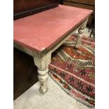 A Victorian painted pine kitchen table with formica top