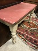 A Victorian painted pine kitchen table with formica top