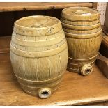 Two 19th Century stoneware spirit barrels, one impressed "Grosvenor Bridgeton Pottery Glasgow",