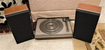 A Bang & Olufsen turntable and speakers,