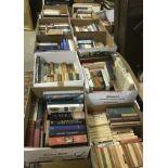 Ten boxes of various reference books and novels to include "Botanical Illustration" by WILLIAM