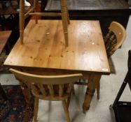 A modern pine square breakfast table,