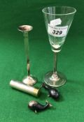 A Theo Fennell silver based conical glass with cluster column stem,