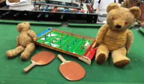 A Chad Valley Soccer Stadium football game, vintage table tennis set,