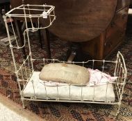 A Victorian painted iron doll's half tester bedstead