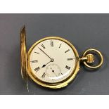 An 18 carat gold cased full hunter pocket watch, the key less movement with repeat by J W Benson,