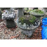 Three various staddle stones with tops