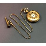 A ladies 18 carat gold cased half hunter pocket watch,