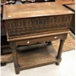 An 18th Century carved oak Bible box on later stand