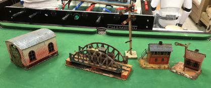 A Bing tin plate signal box/house bearing "GBN" trademark,