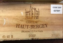 Twelve bottles Château Haut-Bergey Pessac-Léognan 2007 (OWC)