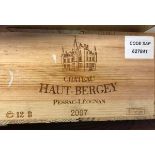 Twelve bottles Château Haut-Bergey Pessac-Léognan 2007 (OWC)