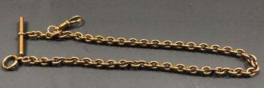 An 18 carat gold watch chain with T bar,