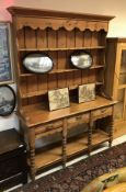 A Victorian pine dresser, the three tier