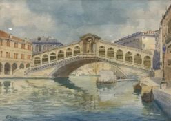 G SUTTON "Realto Bridge, Venice", waterc