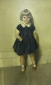 J QUINN "Young Girl Wearing a Blue Dress