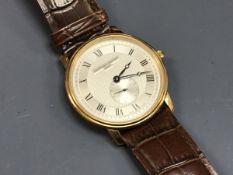 A Frederique Constant of Geneva gentleman's stainless steel cased wristwatch, gold plated,