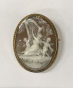 A 9 carat gold mounted shell cameo brooc