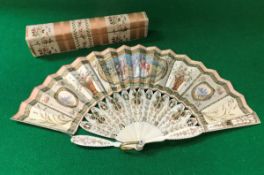 A 19th Century French fan with carved an