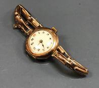 A circa 1900 9 carat gold cased ladies Rolex wristwatch with expanding bracelet,