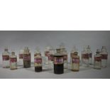 A set of seventeen 19th/early 20th century clear glass pharmacy bottles, cylindrical,