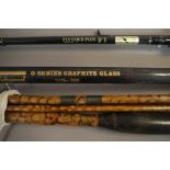 A Shakespeare 0-series 1316-300 telescopic rod, plastic case; a Fly Stick Plus,