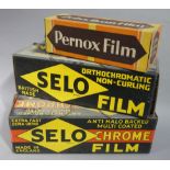 Two vintage Selo chrome photographic film display boxes and another for Zeiss Ikon Film (3)