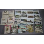 Quantity of mainly early 20th century postcards to include: Leatherhead, Stonehenge, Flood,