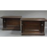 Two sections of a Victorian mahogany pharmacy counter each having a moulded and rounded edge above