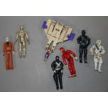 Articulated plastic figures to include: C3PO, Obi Wan Knobi,