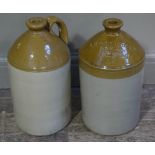 Two salt glazed jars one impressed AH Smith and Co Ltd, Dom Brewery Sheffield, the other Hunts,