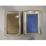 Two silver photograph frames of rectangular outline one with arched profile Birmingham 1938 and
