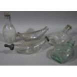 Two glass baby feeding bottles of boat shape,