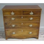 A 19th century mahogany chest with boxwood stringing having two short and three long graduated