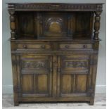 A mid 20th century oak court cupboard,