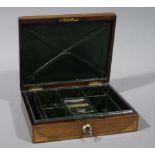 An Edwardian mahogany writing box inlaid with satinwood fan paterae to the centre and corners,