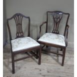 A George III mahogany carver chair with pierced carved splat, moulded frame and swept arms,