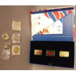 Set of Team GB commemorative ingots plus various commemorative gold plated medallions,