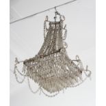 An early 20th century basket chandelier of square outline,