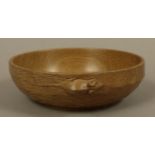 Thompson of Kilburn 'Mouseman', an adzed fruit bowl, circular,