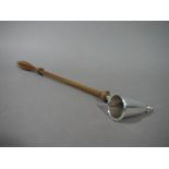 A silver and treen candle snuffer with turned handle Birmingham 1988