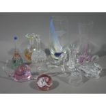 A small quantity of miscellaneous decorative glass ware including vases, bells,
