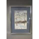 Griff 20th century woodland under snow watercolour signed to lower right 26cm x 16.