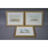 Alan Shelly coast and country landscapes set of three watercolour signed to lower right 11.5cm x 16.